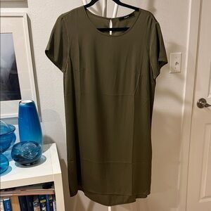 Quince Olive Silk Mini Dress
